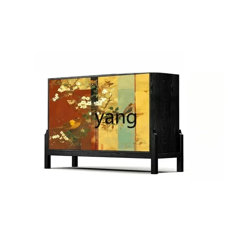 LTT light luxury retro solid wood porch cabinet dining side cabinet integrated bedroom living room high cabinet against the wall