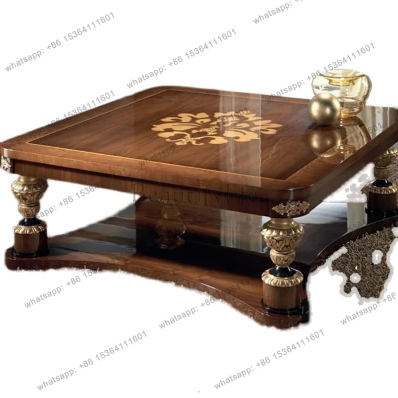Coffee table neoclassical living room furniture carved coffee table large apartment villa furniture