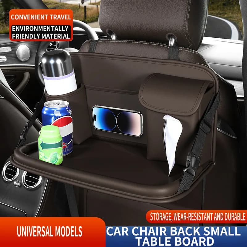 Car Seat Back Storage Bag Large Capacity Multi-Pocket Backseat Organizer Foldable Small Dining Table Tablet Tray Hanging Bag
