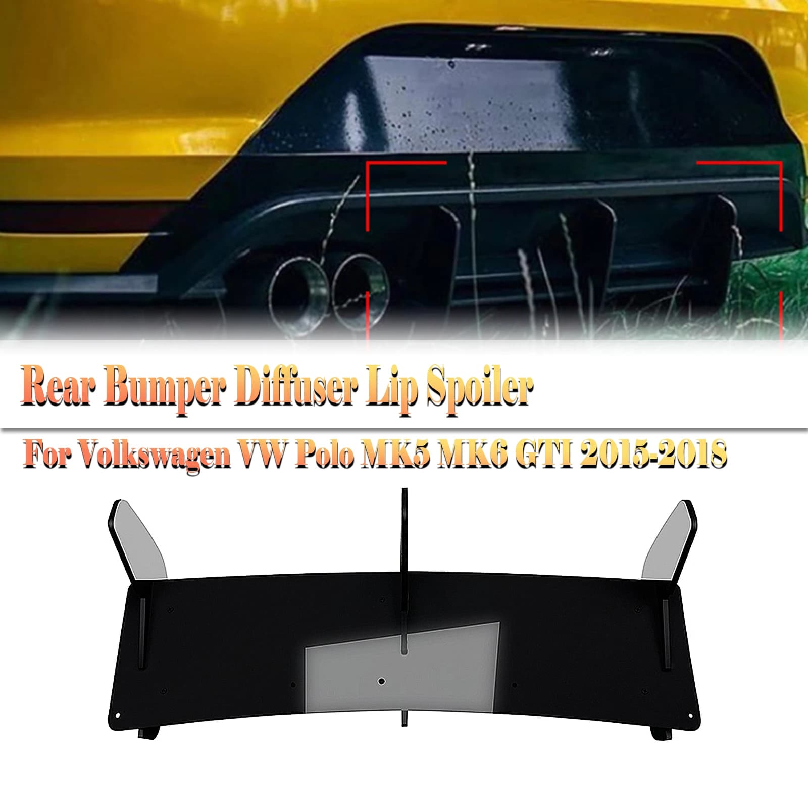 Rear Bumper Diffuser Lip For Volkswagen VW POLO MK5 MK6 GTI 2014 2015 2016-2018 Only Lower Guard Spoiler Plate Fin Splitter Trim