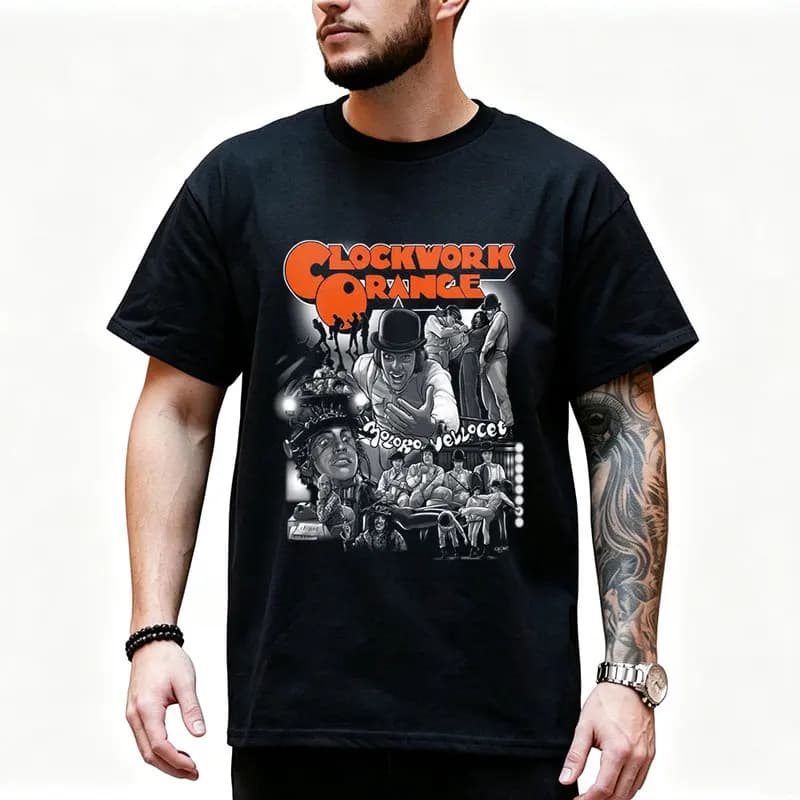 A Clockwork Orange 0825 Retro Movie Graphic T‑shirt Alex Droog Print Unisex Casual Tee Short Sleeve Streetwear All size S-6XL