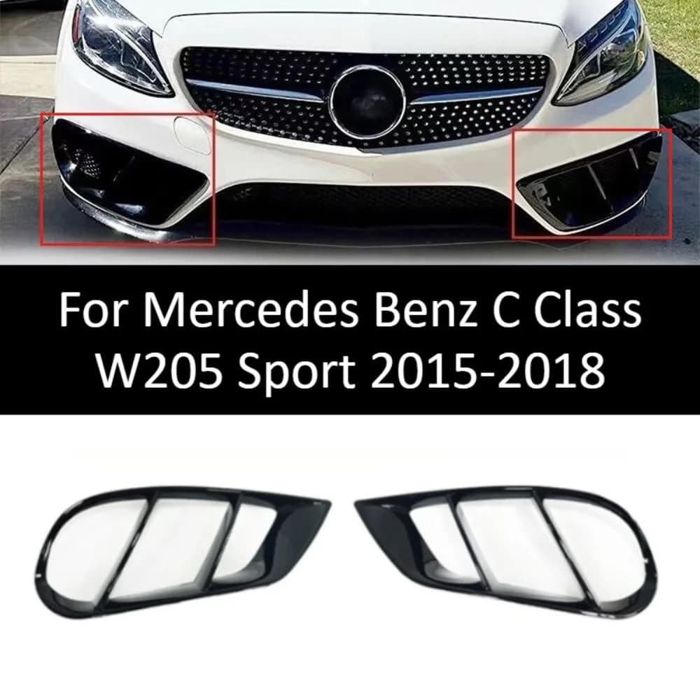 Front Fog Light Grille Covers For Mercedes Benz C Class W205 Sport 2015-2018 Bumper Trims Exterior Tuning Auto Accessories Decor