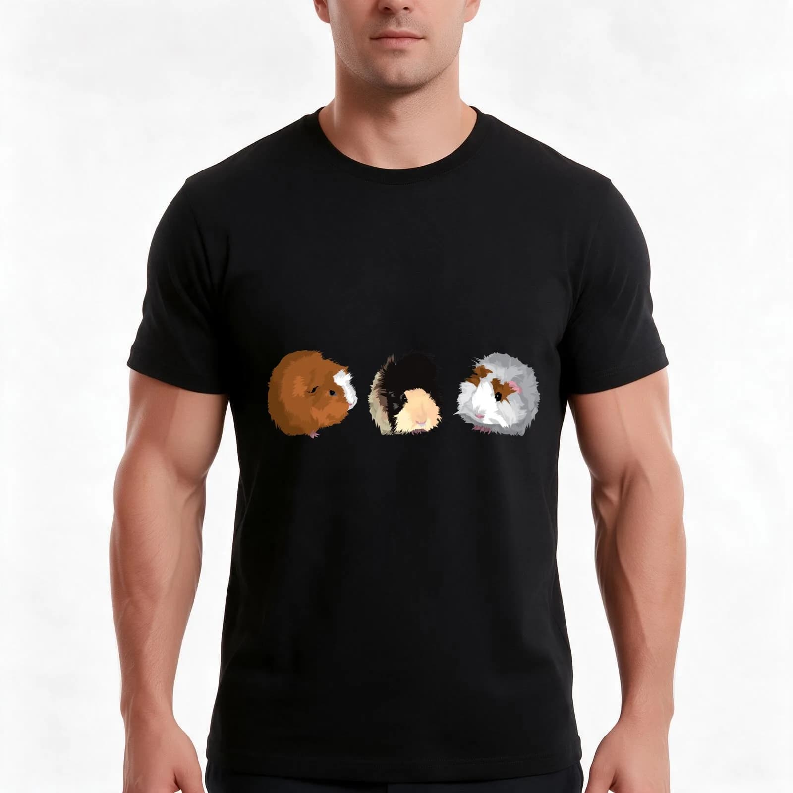 Guinea Pig T-Shirt, Summer Casual Cotton Tee, Oversized Streetwear Tops, Vintage Graphic Print, Loose Fit Short Sleeve