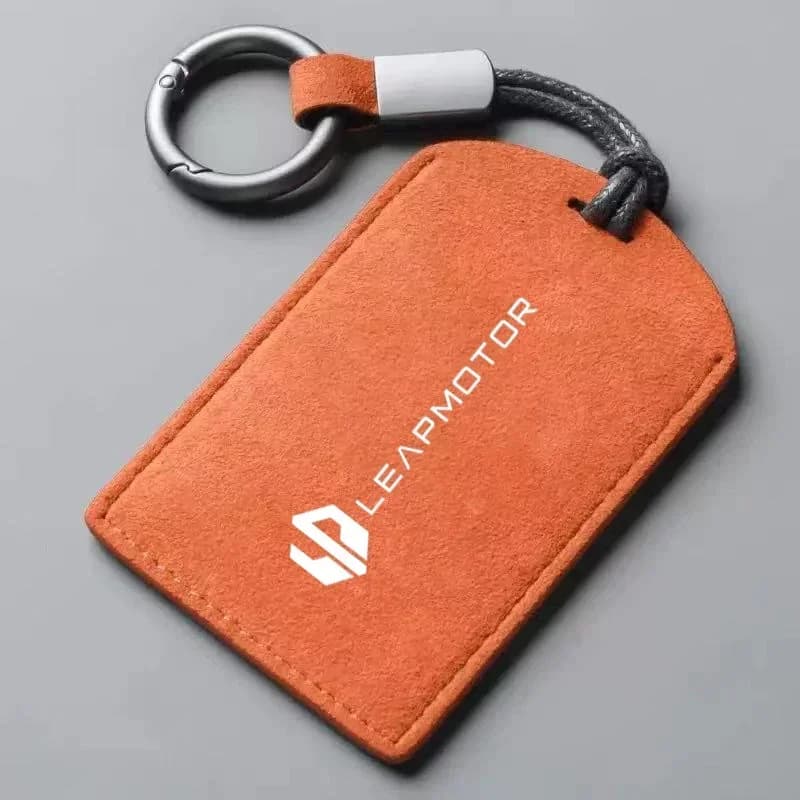 Car Key Fob Cover Key Fob Holder Leather Key Wallet Suede Leather For Leapmotor C10 C11 T03 B10 C16 Lafa5 B03X C01 C01 Pro