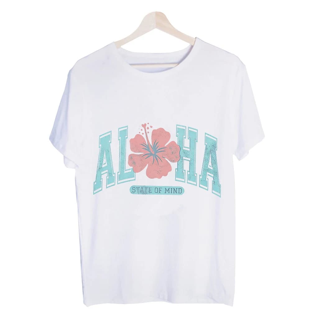 Men's Hibiscus Flower and Letter Print Graphic Tee, Vintage Style T-Shirt for Summer Vacation and Casual Outfits