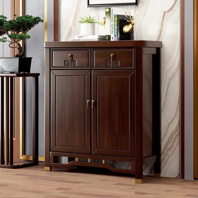 HT new Chinese-style household door large-capacity entrance solid wood frame storage shoe cabinet