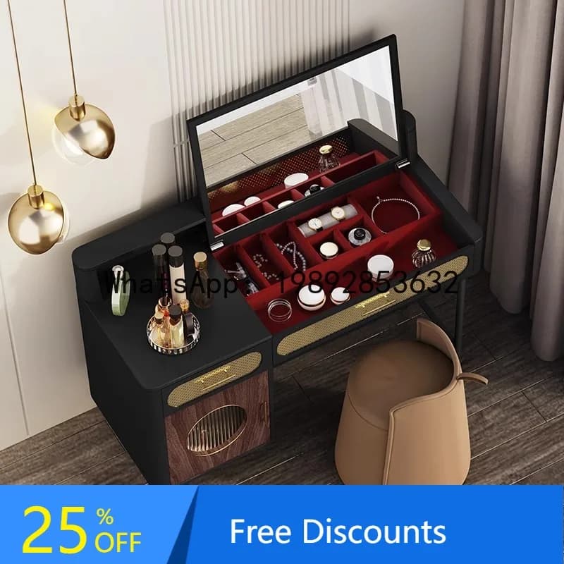 BF Italian Style Light Luxury Dressing Table Bedroom High-end Makeup Mirror Simple Small Apartment Flip-top Solid Wood Makeup