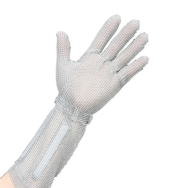 Long-sleeved stainless steel wire gloves arm guard, grade 5 cut-proof and stab-proof chain mail