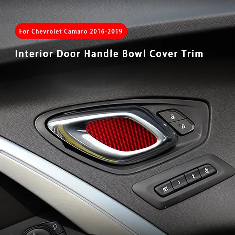 For Chevrolet Camaro 2016-2019 Car Inner Door Bowl Guard Carbon Fiber Protection Cover Stickers Interior Accessories