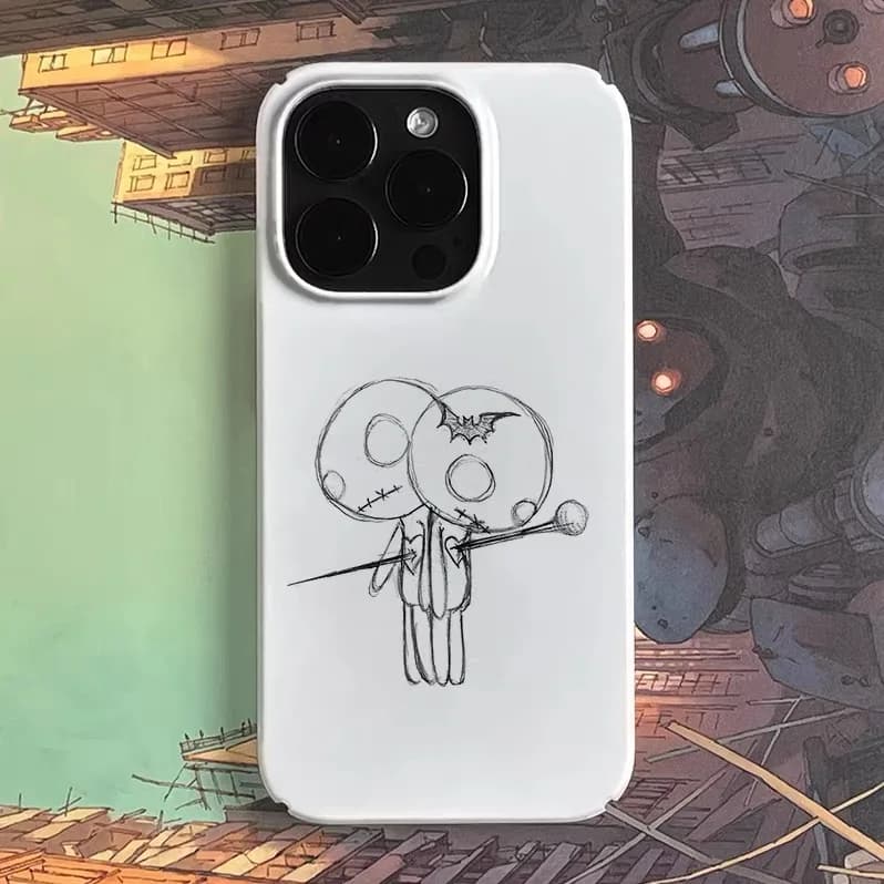 White Double Headed Cartoon Character Phone Case for IPHONE 17Air 16E 15PROMAX 14Plus 13 12 MINI 11 16Plus X Acrylic Phone Cover