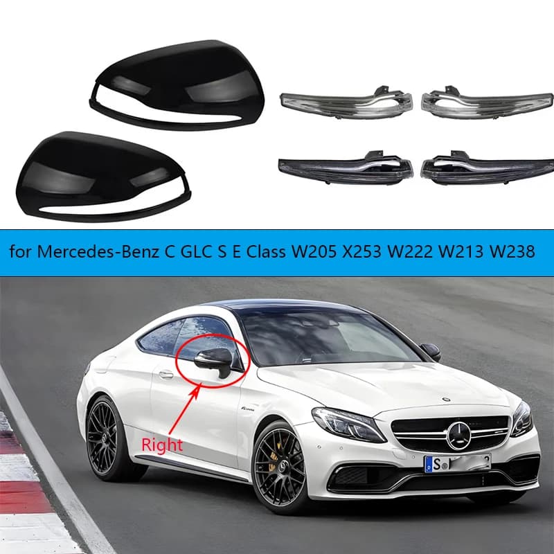 Auto Left Right Rear Heated Mirror Glass Cover Turn Signal Light Lamp for Mercedes-Benz C GLC S E Class W205 X253 W222 W213 W238