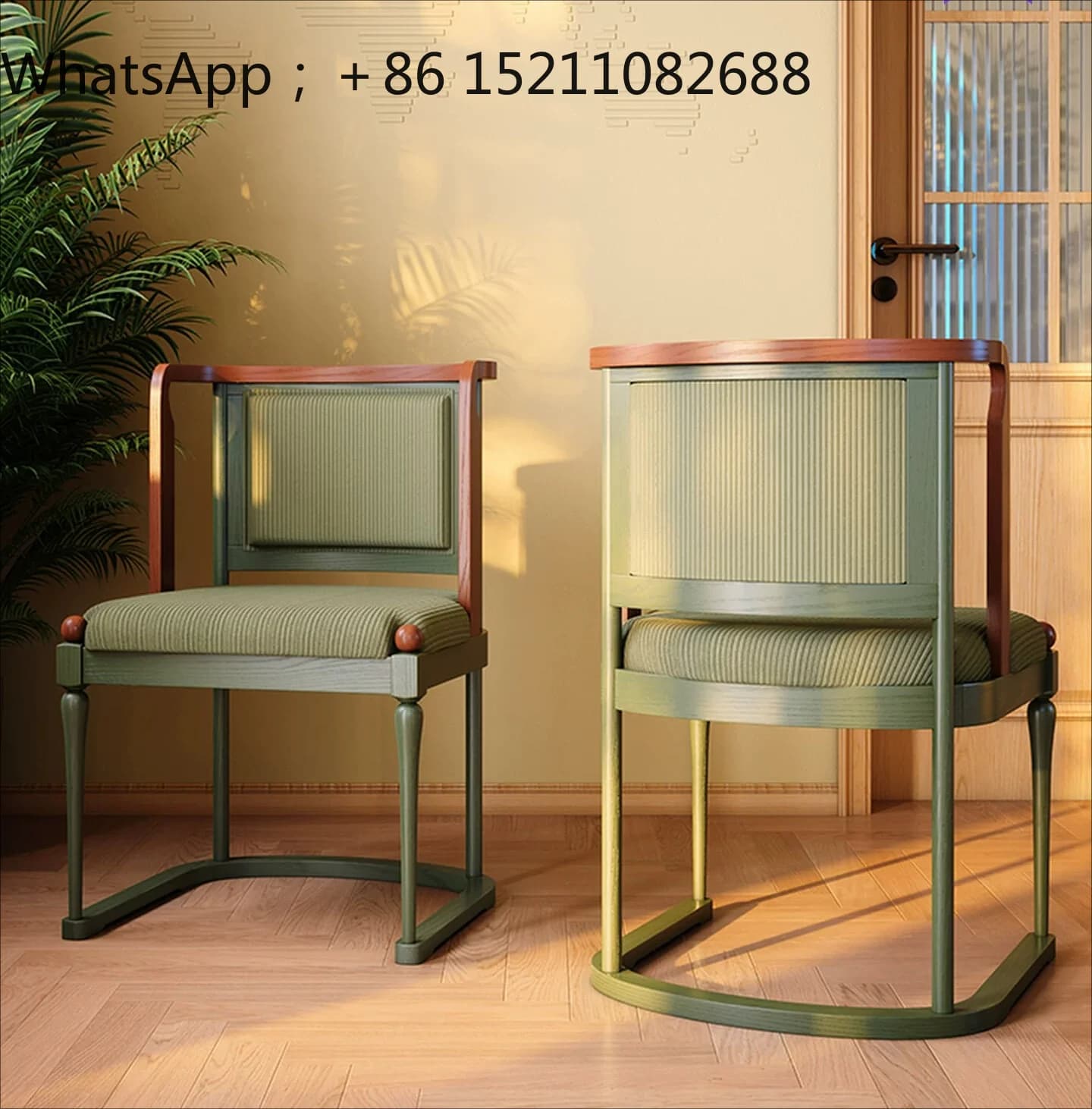LLY solid wood chair living room retro soft bag balcony tea chair master position curved backrest antique leisure chair