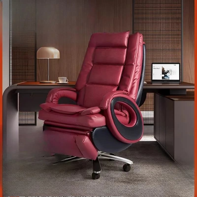 Leather boss chair e-sports sofa high-end engineering office chair reclining electric massage computer chair
