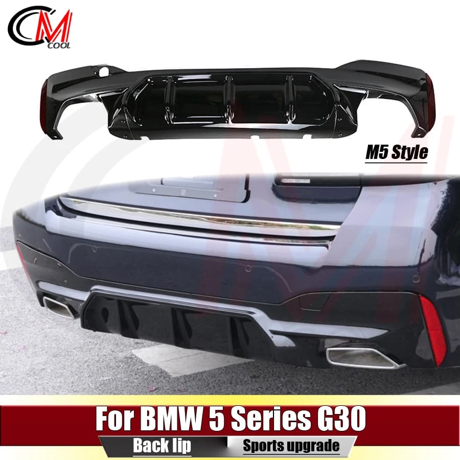 For BMW 5 Series G30 Car rear bumper diffuser abs rear lip spoiler splitter body kit M5 style rear lip competition style