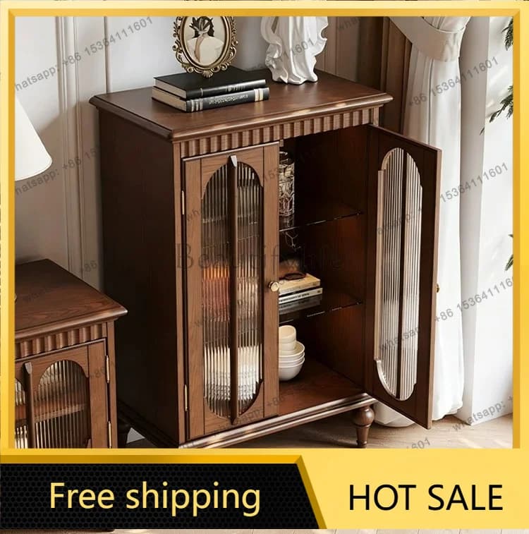 XX. American solid wood retro TV cabinet French antique locker porch wine cabinet
