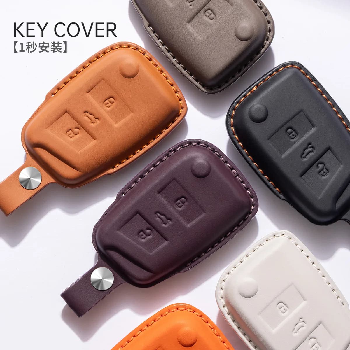 For VW Lavida Sagitar Tiguan L Bora Tharu T Roc Tayron Golf Lamando Genuine Leather Car Key Case Cover Key Fob Buckle