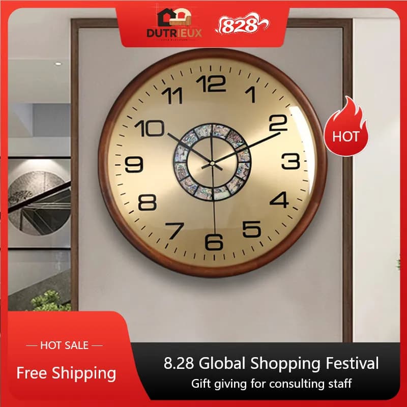 Quartz Office Wooden Wall Clock Vintage Classroom Silent Large Wall Clock Decoration Luxury Nordic Reloj De Pared Decor Items
