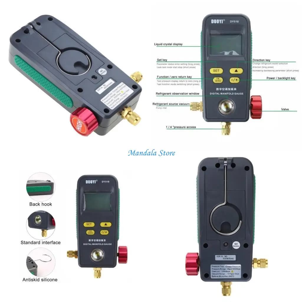 U2JC Refrigeration Digital Manifold HVAC System Gauge High-precision Vacuum Pressure Temperature Leakage Tester Dignostic
