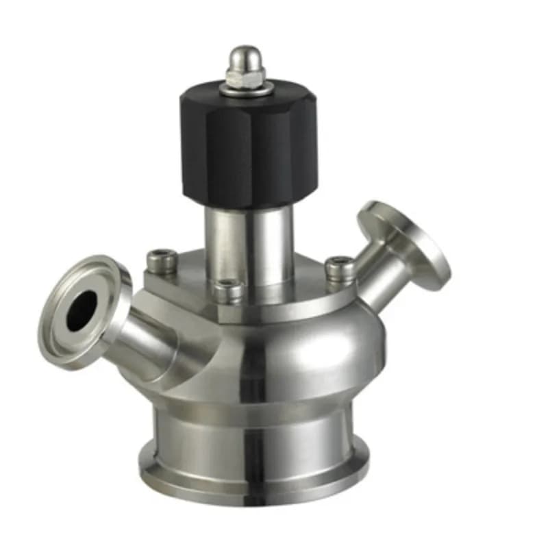 Sanitary stainless steel sampling valves for use in the pharmaceutical, beverage, and other industries