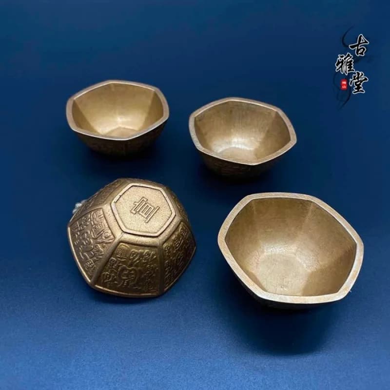 Pure small bowl ornament, pet, tea , copper cup with the character "Hundred Blessings," Ming Dynasty Xuan D