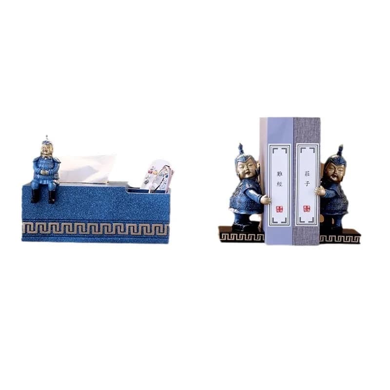 Terracotta Warriors and Horses Bookend Ornament Souvenir Book by Wine Cabinet Ornament
