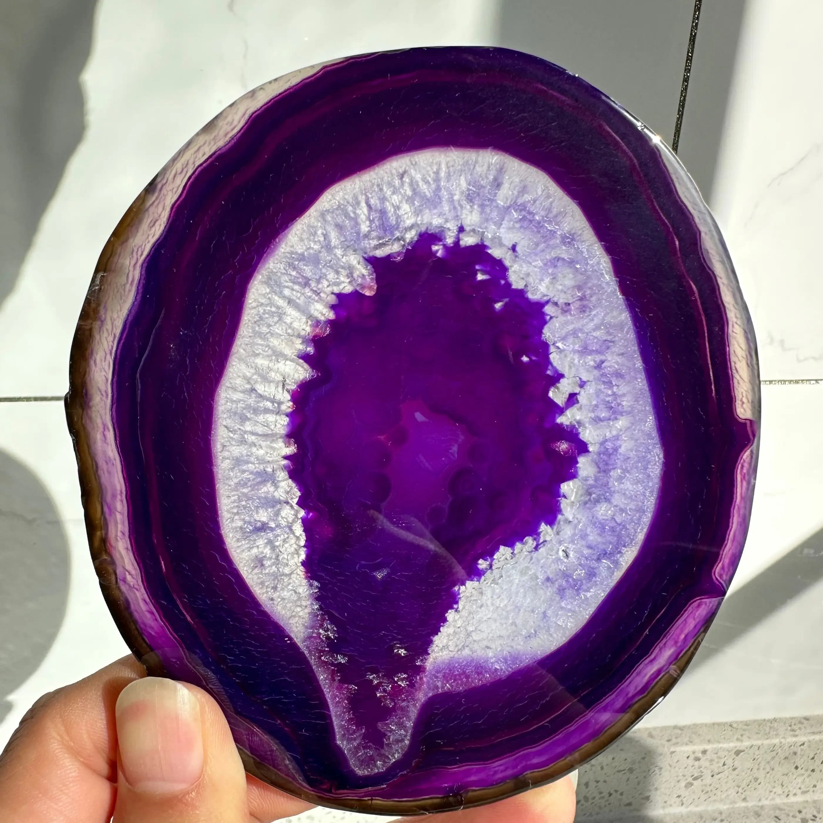 Natural Agate Geode Polished Irregular Crystal Slice Stone DIY Pendant Mineral Home Decoration Healing Crystal Stone Slice