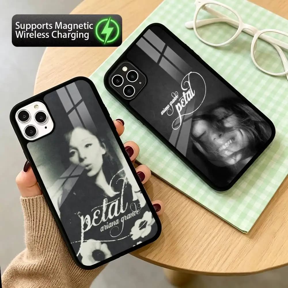 a-Ariana g-Grande Petal Phone Case For iPhone17,16,15,14,13,12,11 Plus,Pro Compatible with magnetic wireless charging