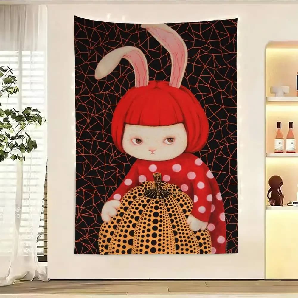 Kusama Yayoi Art Flag Digital Printing Banner for Garage Wall Out Door Decoration