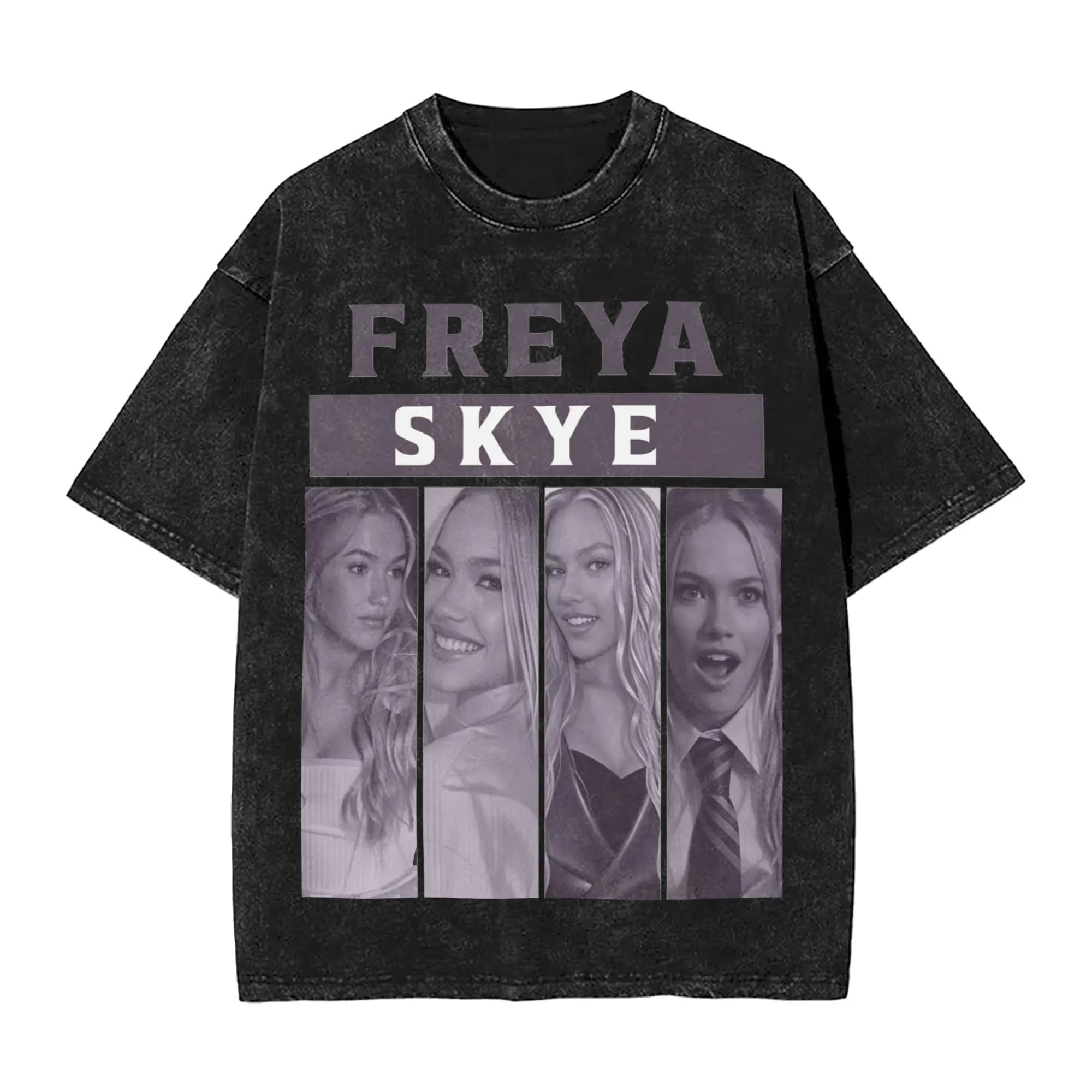 Freya Skyes  Washed T-Shirt Men  Y2K Funny Cotton T-Shirts Summer Comfortable Harajuku Tees Loose Oversized Clothes