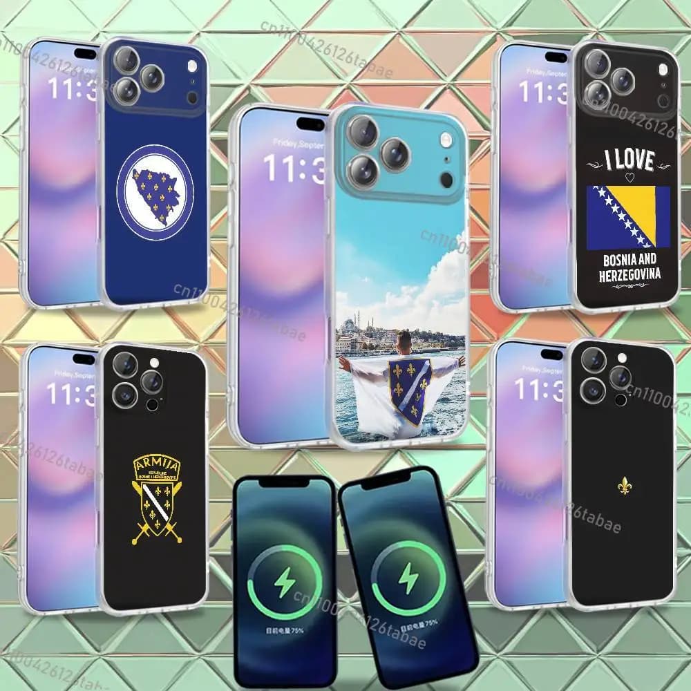 Bosnia and Herzegovina Flag Phone Case For iPhone 18 16,14,11,17,13,15,12,Air,Plus,Pro,Max,E,Mini Frosted for MagSafe Magnetic
