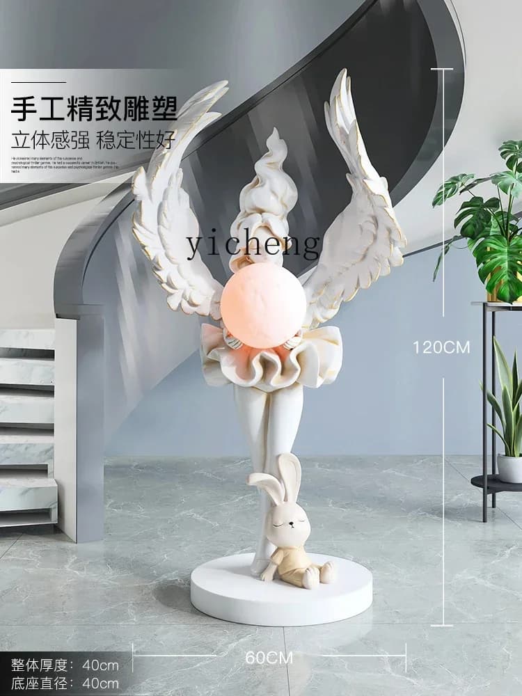 Large Retro Angel Lamp Living Room Floor Ornament Home Jewelry SculptureX24