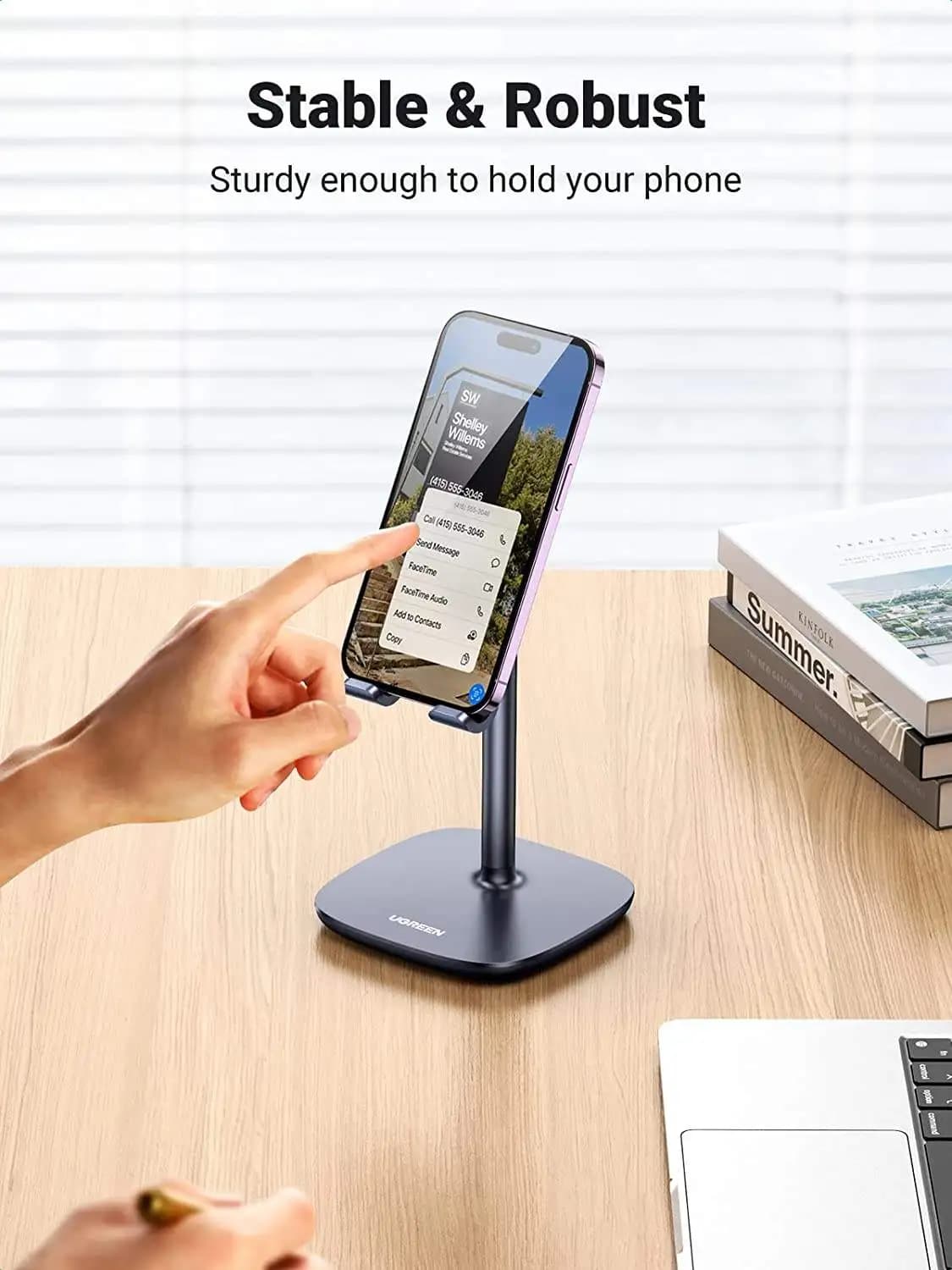 UGREEN Cell Phone Stand for Desk Adjustable Phone Holder Cradle Office Desk Accessories Weighted Base