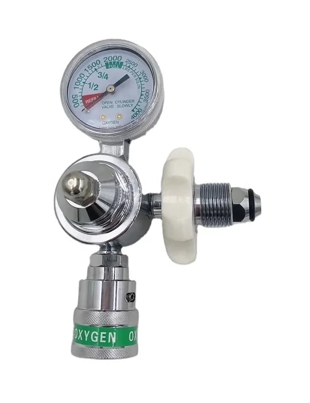 Medical Gas Bull Nose Oxygen Regulator With Schrader Valve for