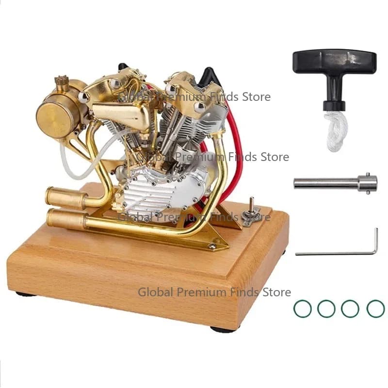 R29 4.2CC Mini Twin Cylinder Four Stroke G-asoline Engine Model Manual Air Cooled Internal Combustion Engine Toy