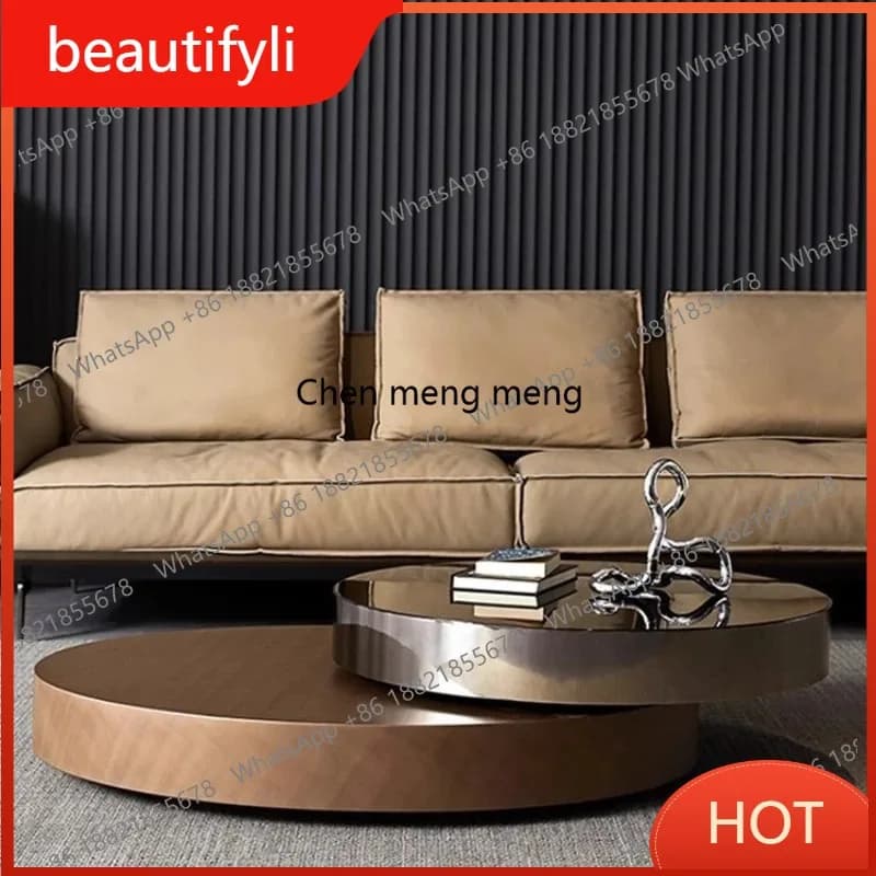 D80 Light Luxury Creative Coffee Tables Italian Minimalist Rotating Living Room Coffee Tables High-end Round Furniture