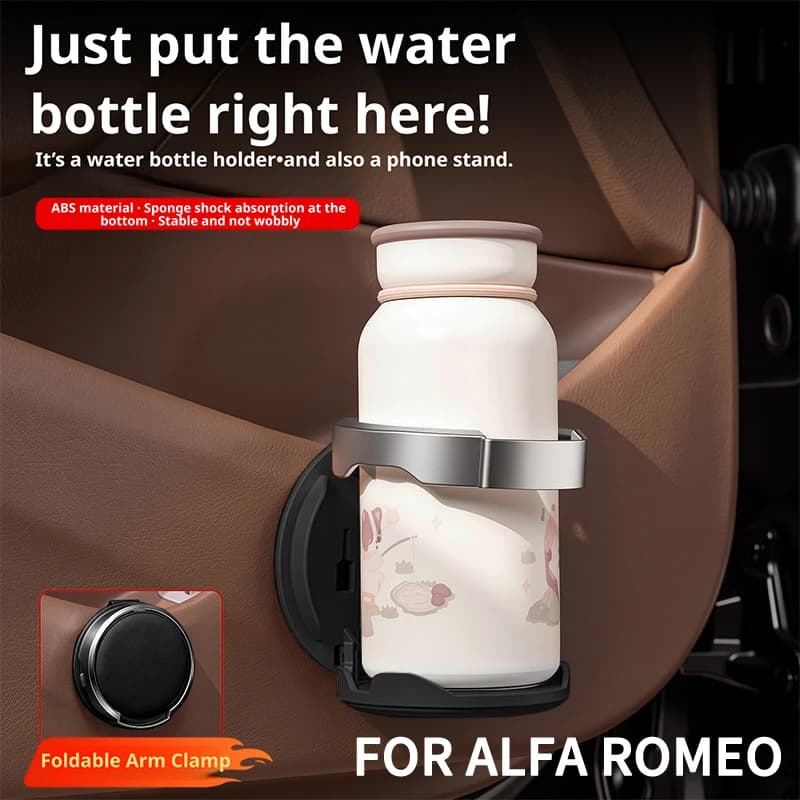 Car Water Bottle Holder, Car Cup Holder, Space-Saving Car Drink Rack, Car Storage Accessory, Suitable for Alfa Romeo Giulia