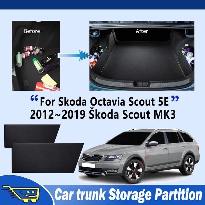 For Skoda Octavia Scout 2012~2019 Car Trunk Storage Partition Multi-function Storage Box Auto Interior Accessories