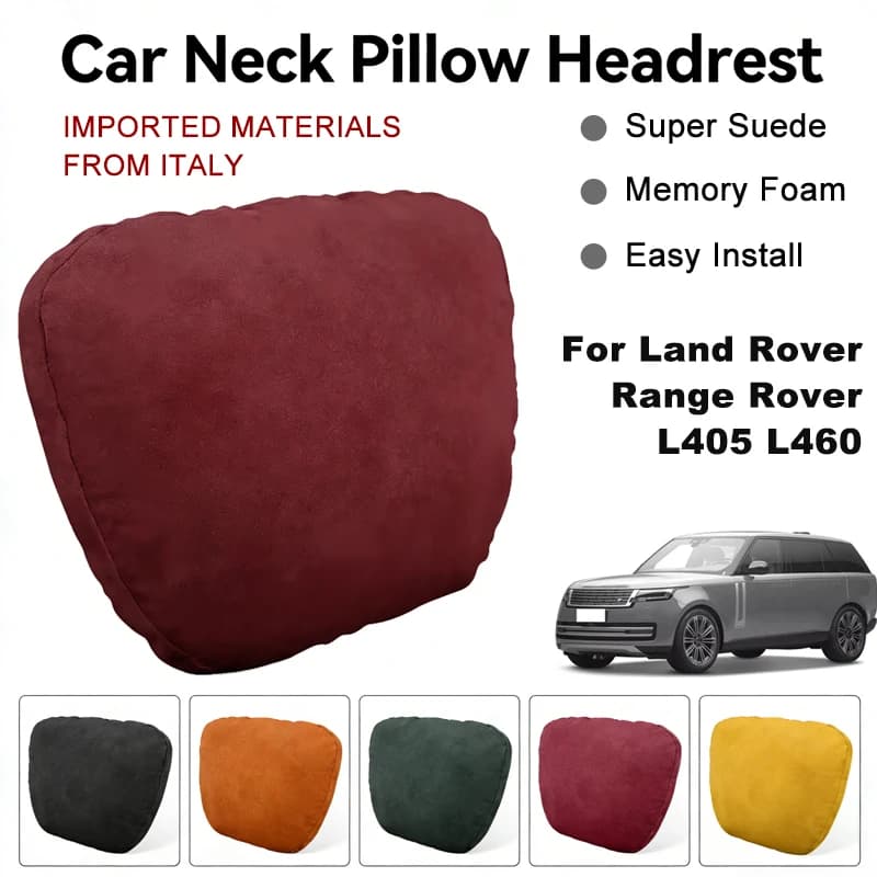 Italy Suede Car Neck Rest Pillow For Land Rover Range Rover L405 L460 Seat Head Neck Support Cushion Auto Interior Accessories