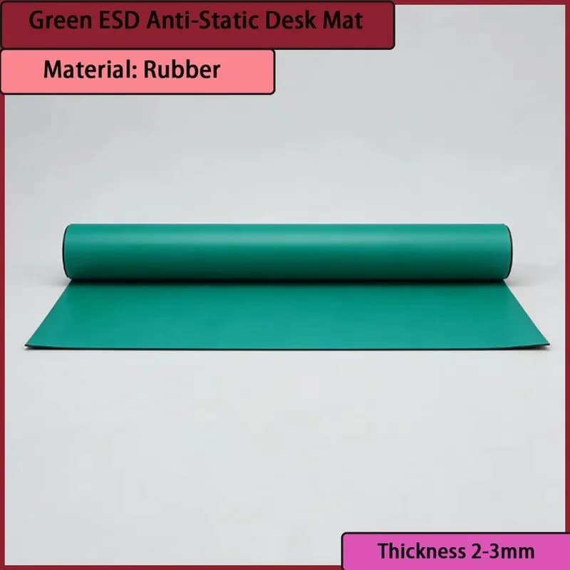 Green ESD Anti Static Desk Pad Thick 2-3mm For Labs Electronic Production Lines Maintenance Workbenches, Etc