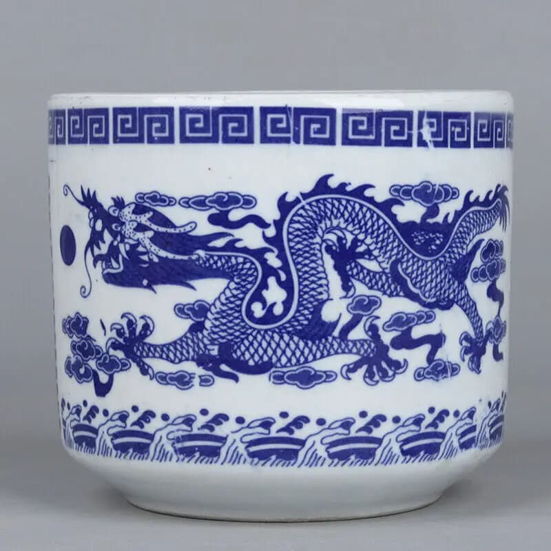 Chinese Collection Nice Art Work Blue and White Porcelain Jar Dragon Pattern Pot 5.91 inch