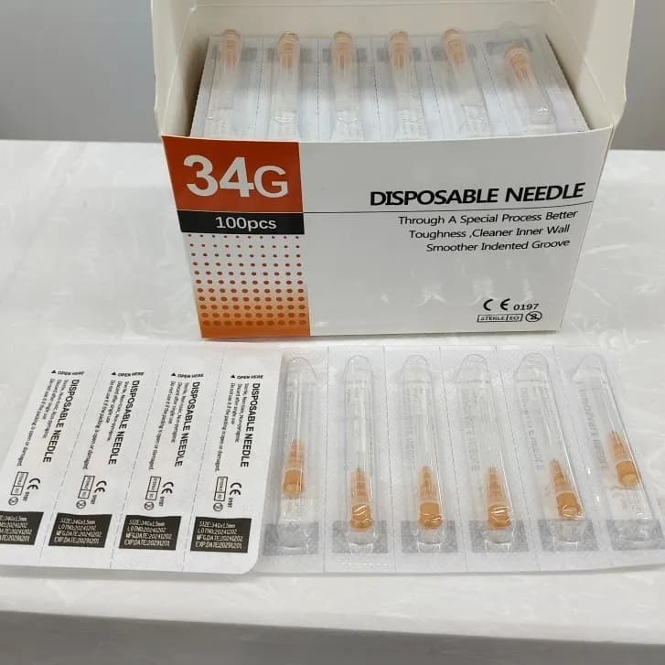 30G 32G 34G Luer Lock Mesotherapy Needle Disposable Sterile Injection Meso Needles for Skin Booster 100Pcs/Box