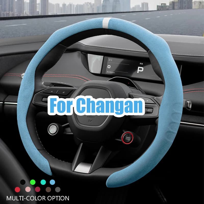 Suede Leather Car Steering Wheel Cover For Changan UNI-K UNI-T CS15 CS35 CS55 CS75 PLUS CS85 Coupe CS95 Alsvin CX70 Accessories
