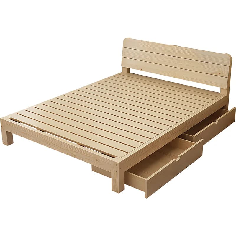 Solid wood bed 1.5m double bed economical modern simple 1.8 rental room simple single bed 1.2m