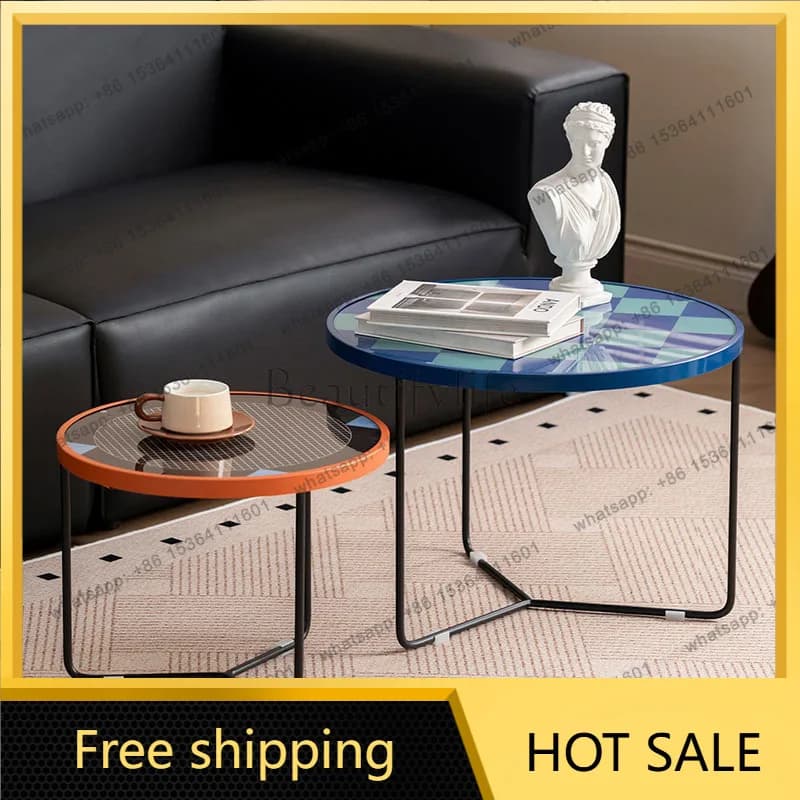 YJ Modern Italian Coffee Table Designer Simple Clear Round Aesthetic Side Table Minimalist Unique Mesa Auxiliar Home Furniture