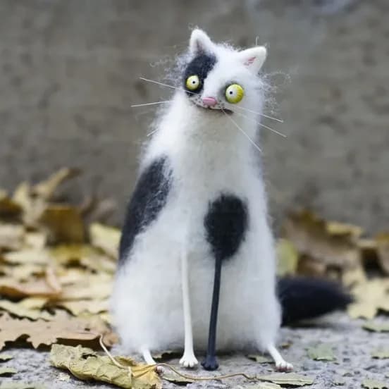 Wool Felt Cat Doll Handmade Unique Funny Quirky Creative Hot Gift New Arrival For Friends Birthday Home Decor