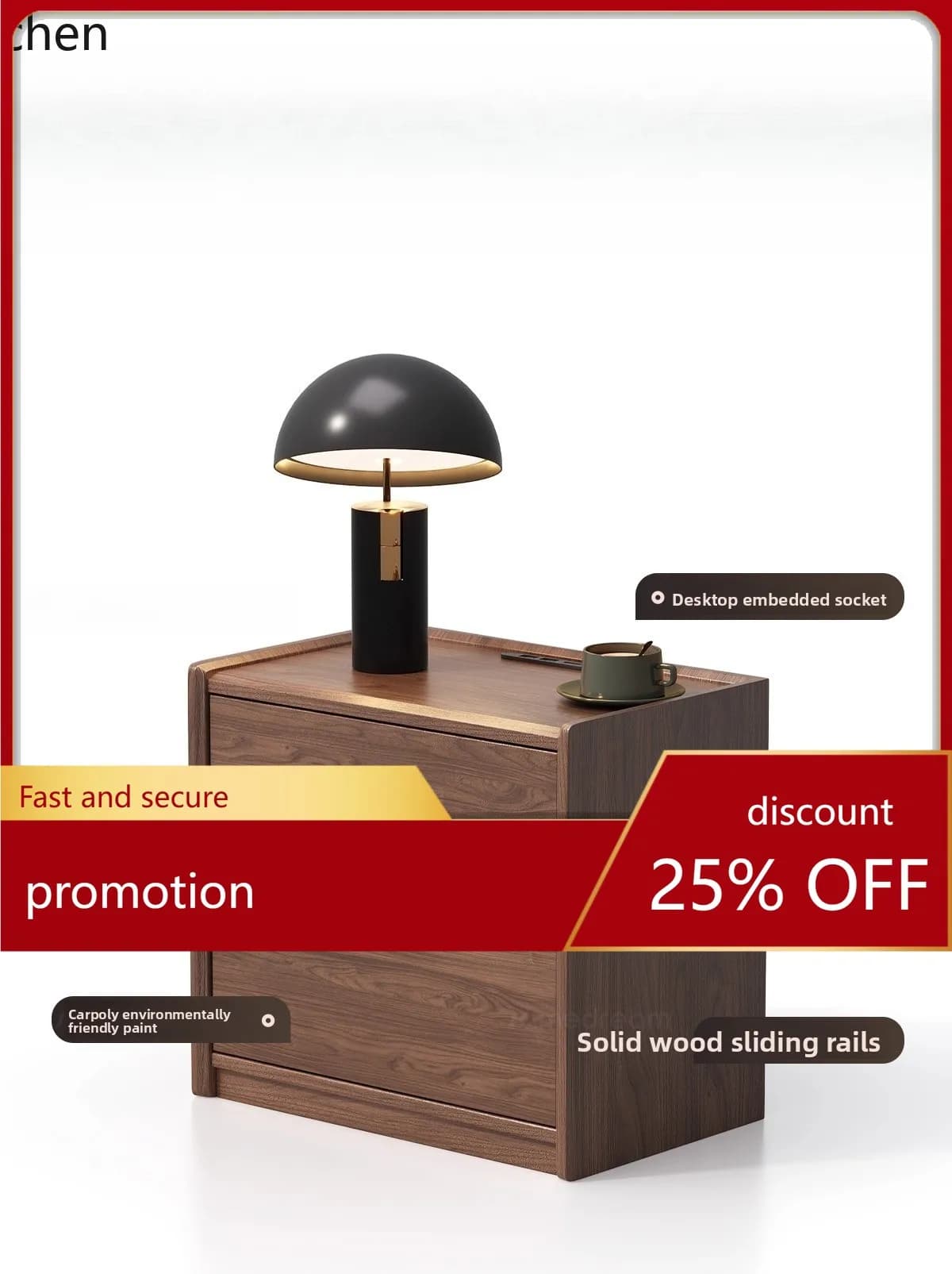 ZML Bedside Table Home Bedroom Small Cabinet with Lock and Socket Small Bedside Storage Cabinet