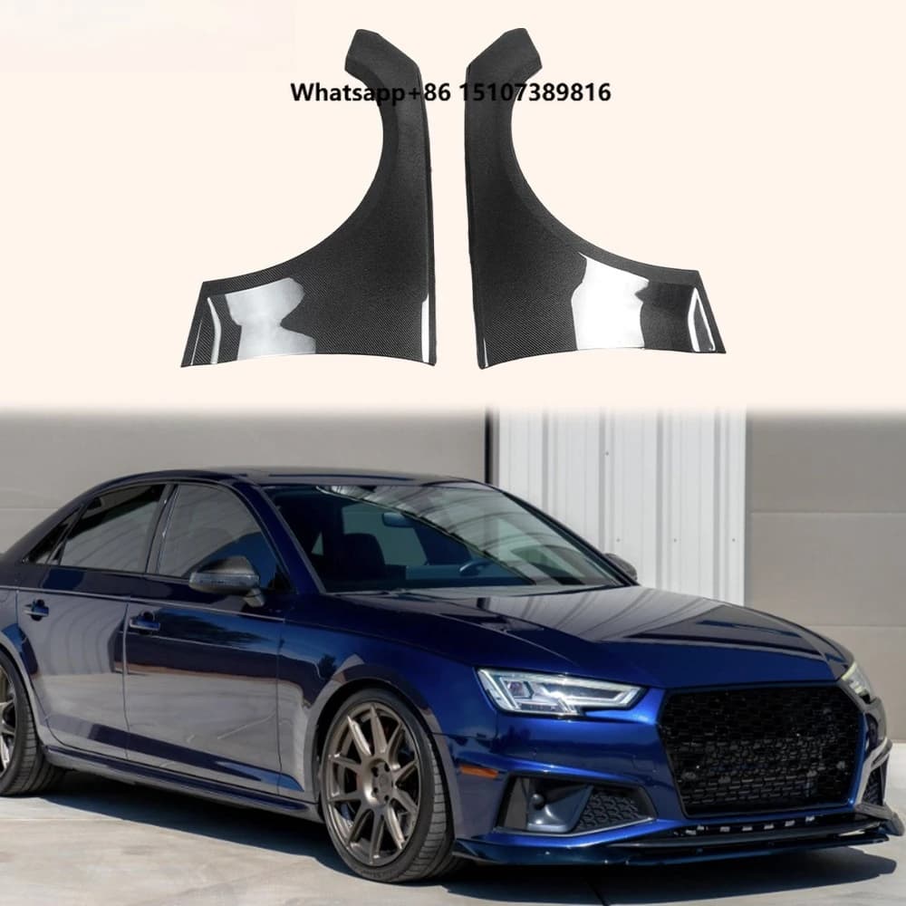For S4 B9 17-19 Sedan Carbon Fiber OE Style Front Bumper Side Fenders Pair