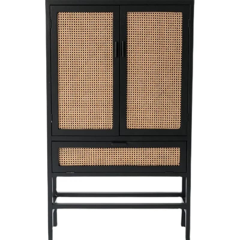 LH solid wood rattan lockers, living room dining side storage cabinets, B&B double doors