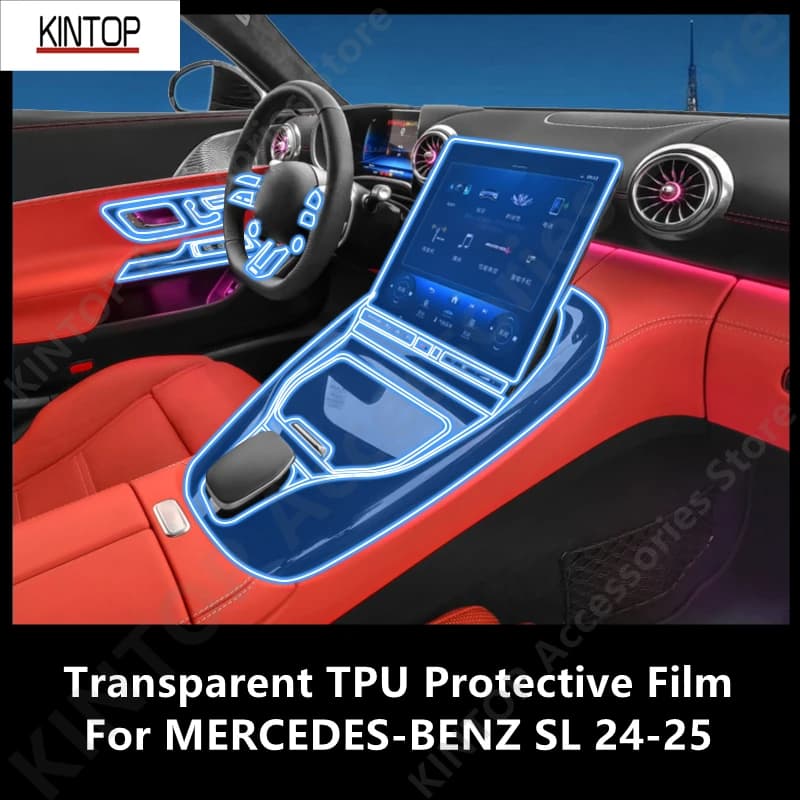 For MERCEDES-BENZ SL 24-25 Car Interior Center Console Transparent TPU Protective Film Anti-scratch Repair Accessories Refit