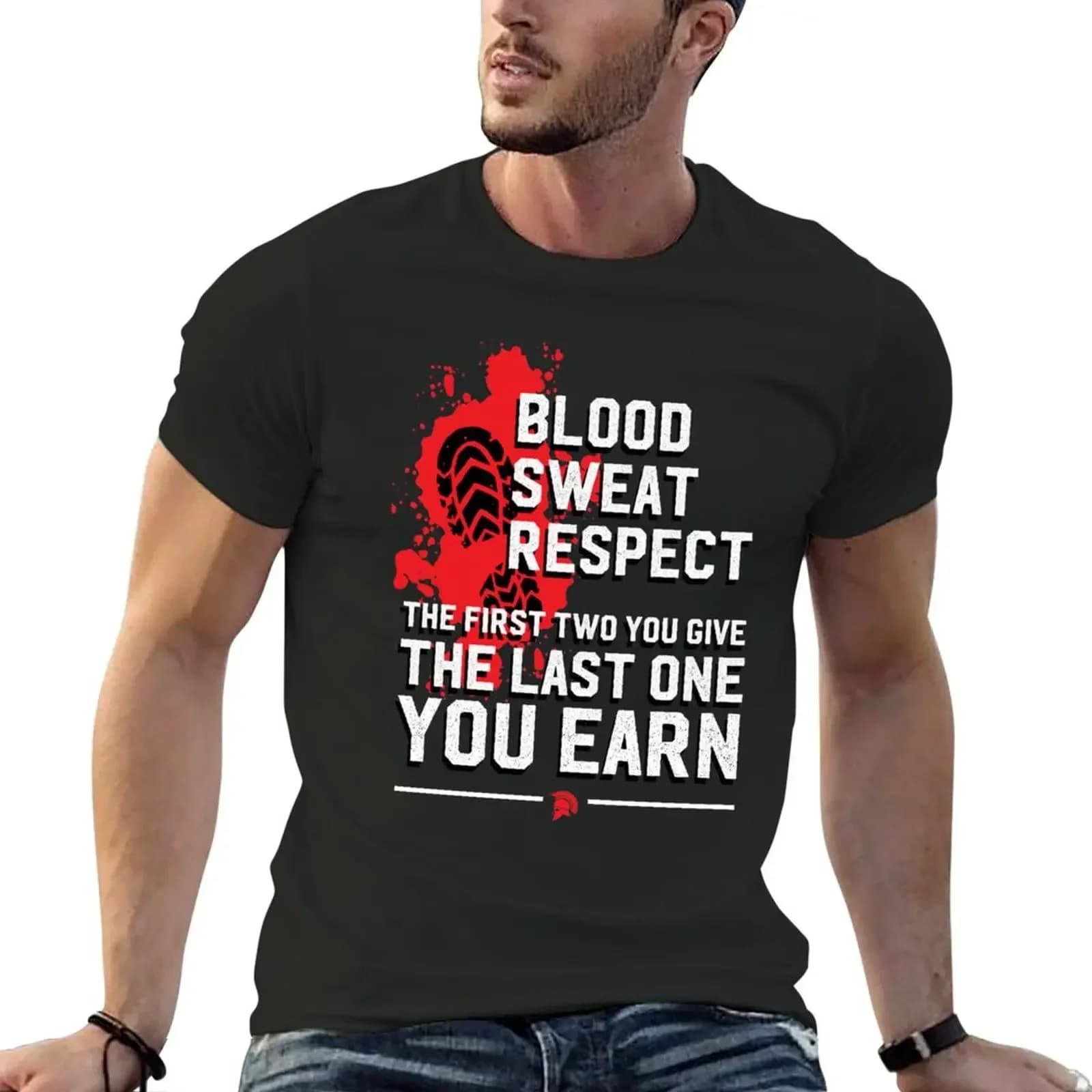 Fighting Spirit - Blood Sweat Respect T-Shirt oversize t-shirts man funny meme t-shirts t shirts for men pack